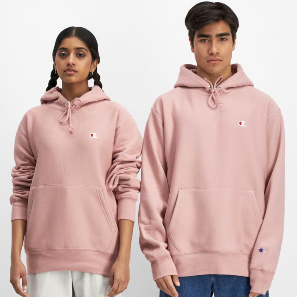 Champion Reverse Weave Light Pink Blush Unisex Hoodie with Logo Size Small